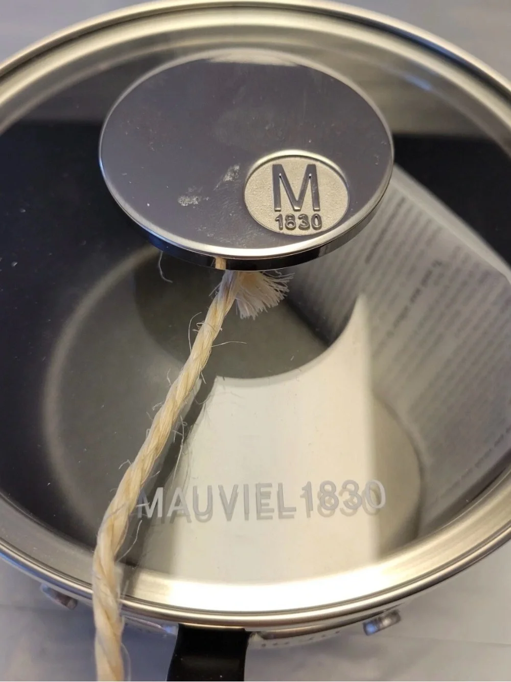 Mauviel M'STONE 1830 Sauce Pan W/ Glass Lid Cast Stainless Steel Handle 1.8-Qt